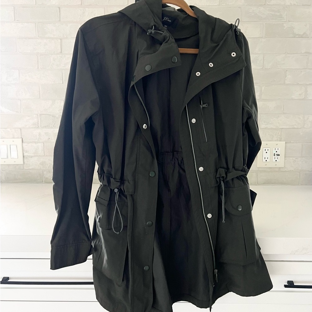 JCrew Green Hooded Rain Jacket xSmall